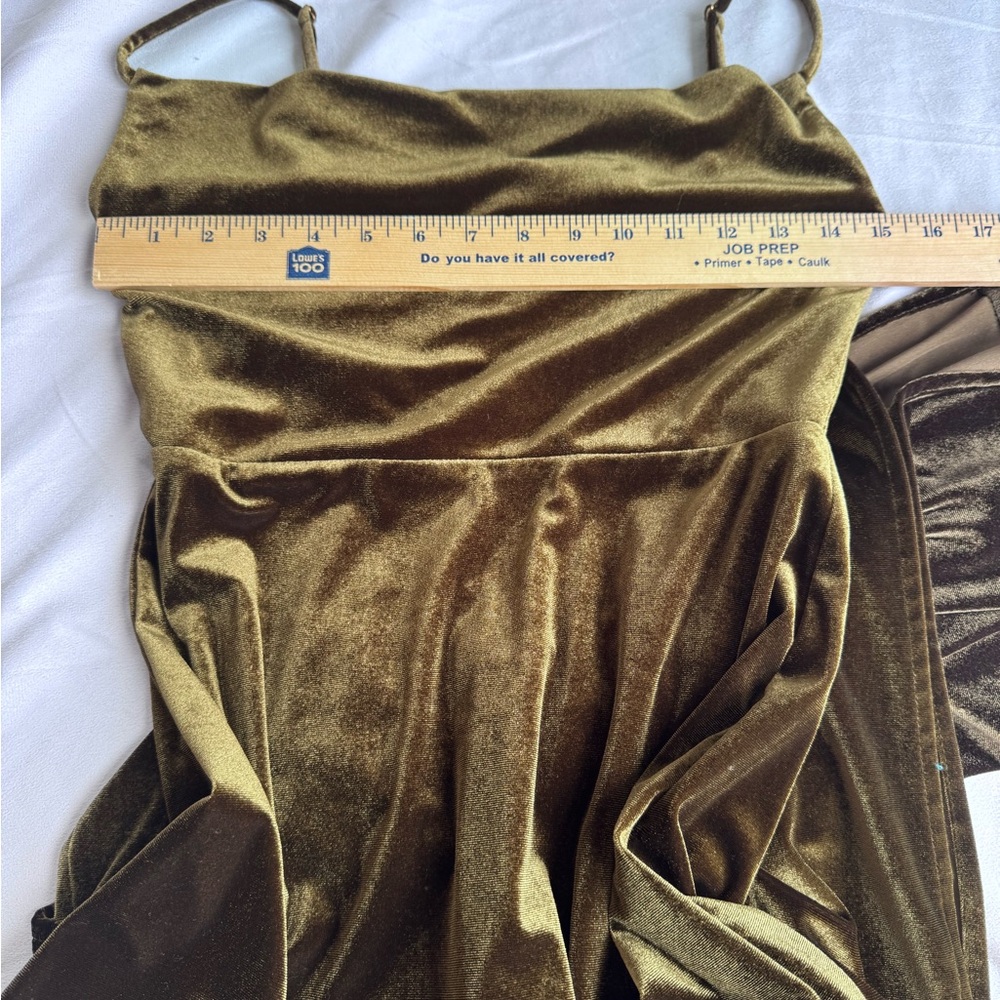 Taylor Women Dress Sz 2 Crushed Velvet Green‎ Witchy Whimsigoth Maxi HOCO Maxi - Picture 11 of 11
